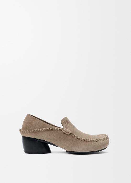 LOEWE Oval Loafer in Suede Calfskin
