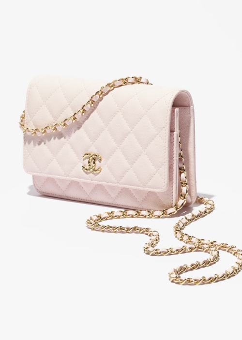 Wallet on chain - Grained shiny calfskin 