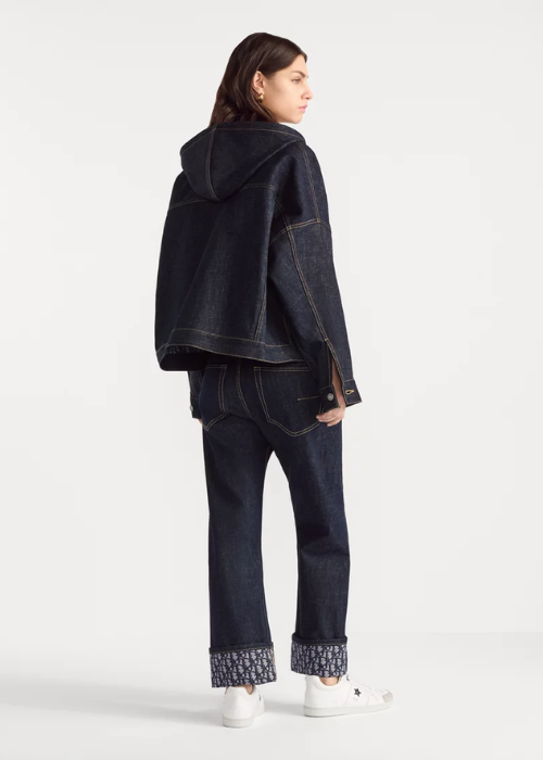 Oversized Hooded Jacket Blue Cotton Denim 