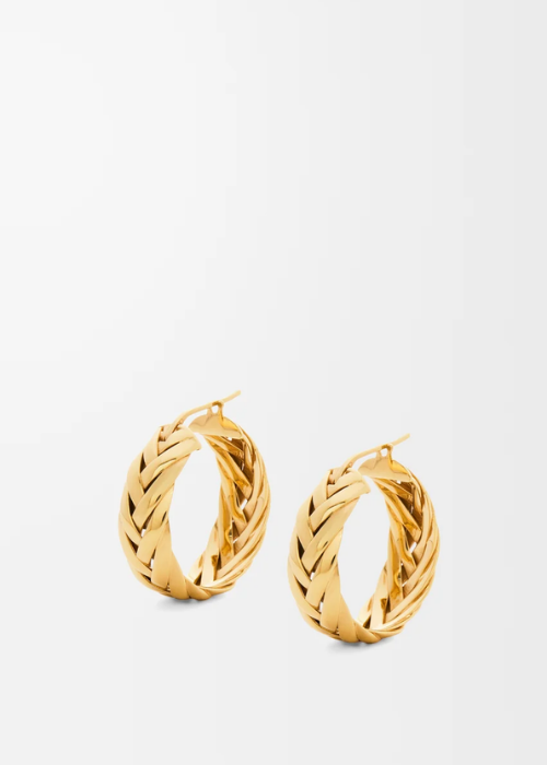 Loewe Braided Hoop Earrings in Sterling Silver