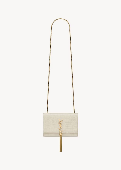 KATE SMALL TASSEL IN CROCODILE-EMBOSSED