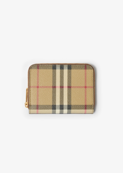 Small Check Zip Wallet in Archive beige/briar brown