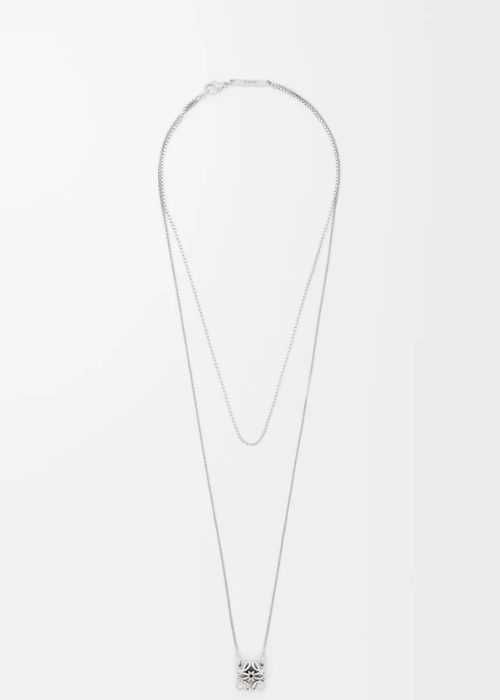 Loewe Anagram Bombé Necklace in Sterling Silver.