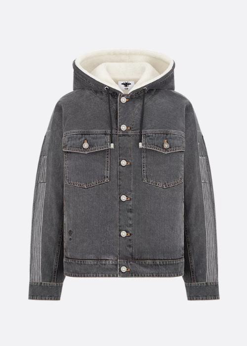 DiorAlps Oversized Hooded Jacket Gray Cotton Denim