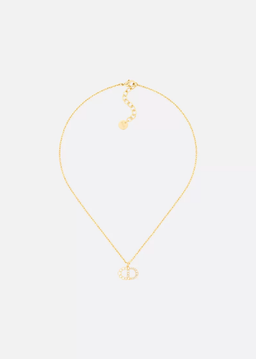 Petit CD Duo Necklace Gold-Finish Metal, White Resin
