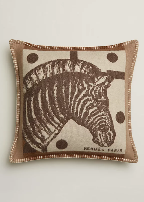 Zebre Zig Zag pillow - Brown | Hermès Belgium