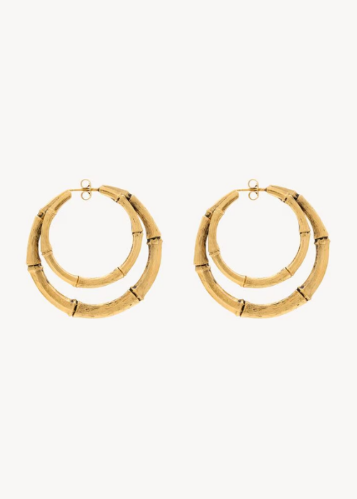 bamboo double-hoop earrings in metal 