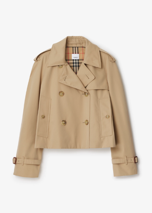Cropped Gabardine Mayfair Trench Jacket in Honey