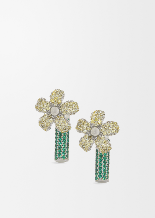  Loewe Flor Earrings in Sterling Silver and Crystals. 