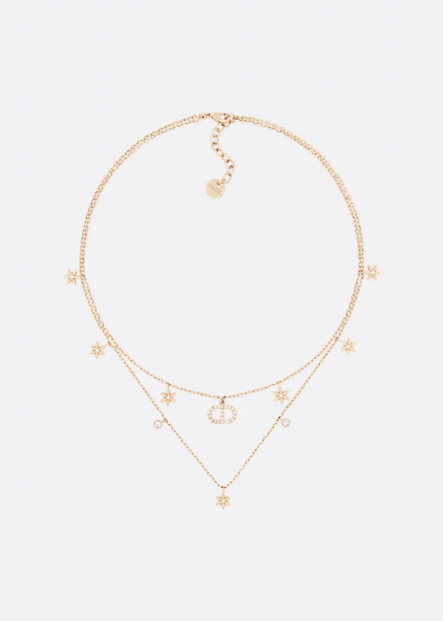 Petit CD Daisy Necklace Pale Gold-Finish Metal, White