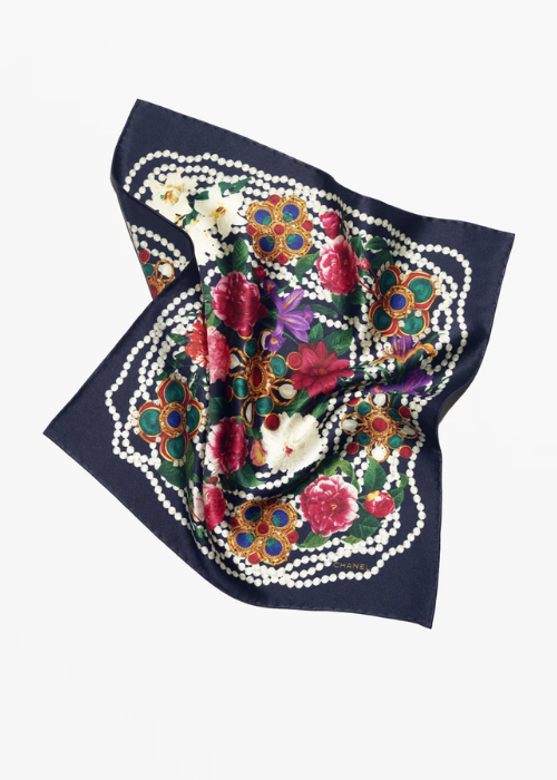 Mini bandana - Silk satin, navy blue