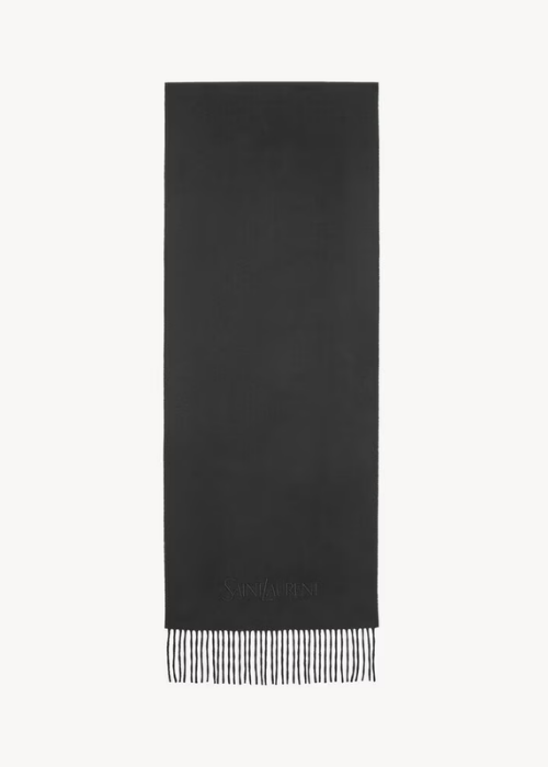 Saint Laurent black cashmere jacquard scarf