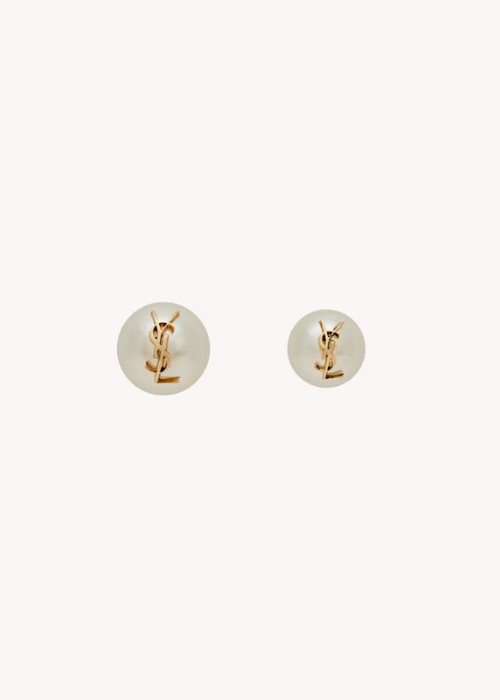 CASSANDRE pearl earrings in metal in Gold