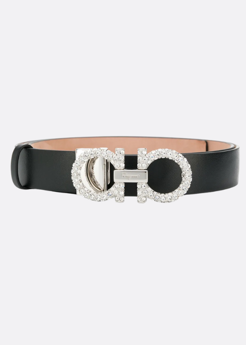 Gancini Embellished Leather Belt