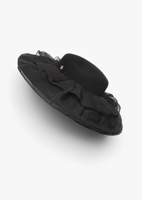 Hat - Felt & silk muslin, black