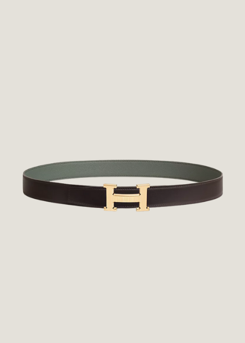 H Guillochee belt buckle & Reversible leather