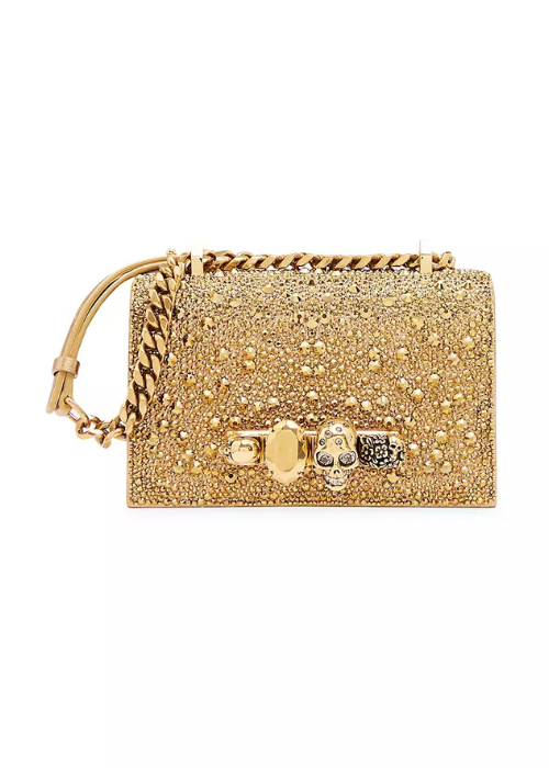 Alexander McQueen Mini Jewelled Satchel in Crystal Gold