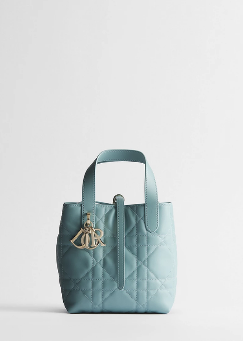 Small Dior Toujours Vertical Tote Bag Bleu Tourmaline
