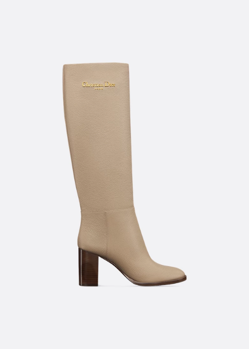 D-Town Heeled Boot Powder Beige Grained Calfskin