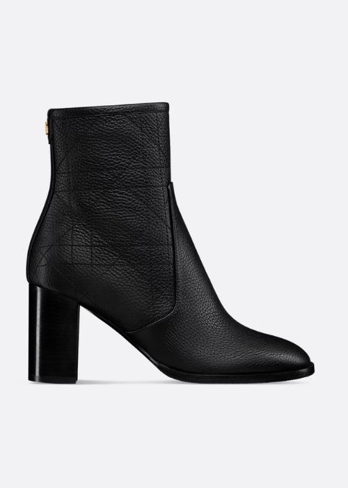 Dior Time Heeled Ankle Boot Black Grained Cannage