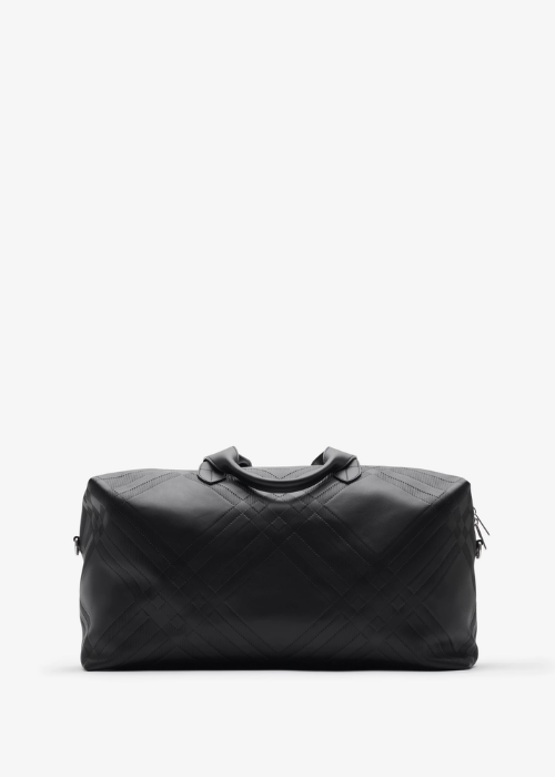 Embossed Check Duffle Bag in Black - Men