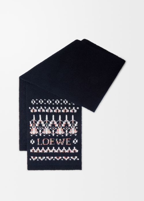 LOEWE Sequin-Embellished Fair Isle Wool-Blend Scarf