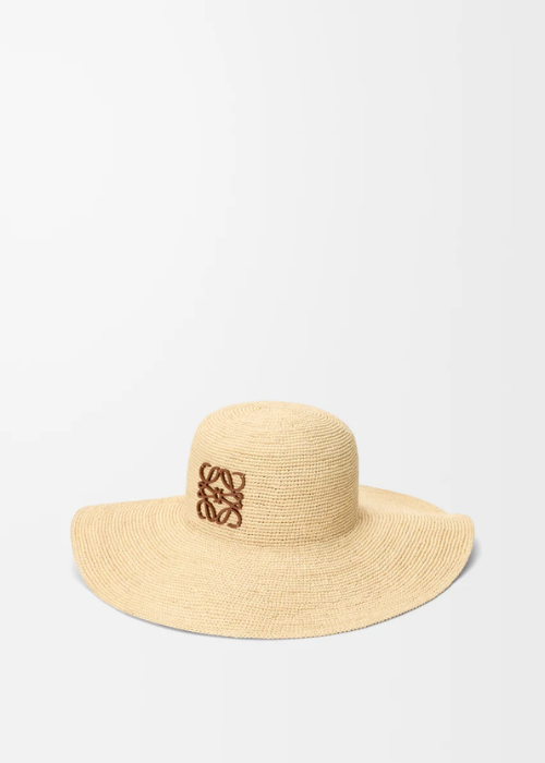 LOEWE Sun Hat in Raffia and Calfskin 