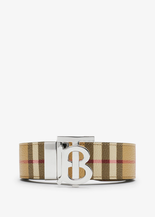 Reversible Check TB Belt in Archive beige/silver