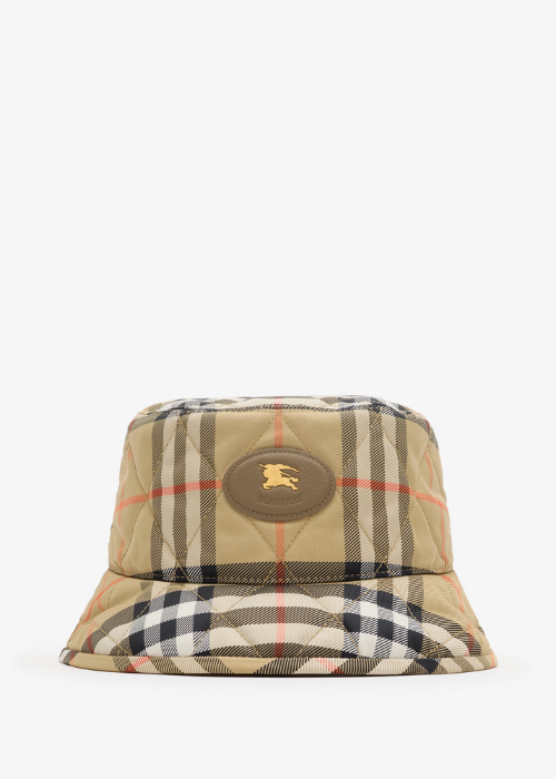 Quilted Horseshoe Bucket Hat in Sand beige