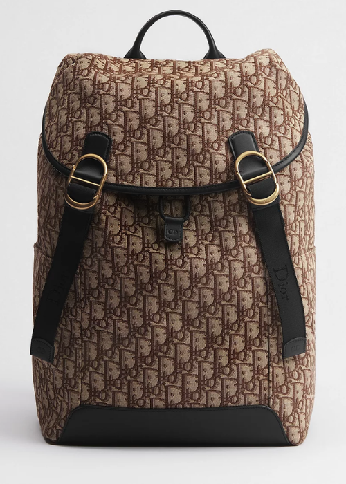 Dior Jett Backpack with Flap Brown Dior Oblique