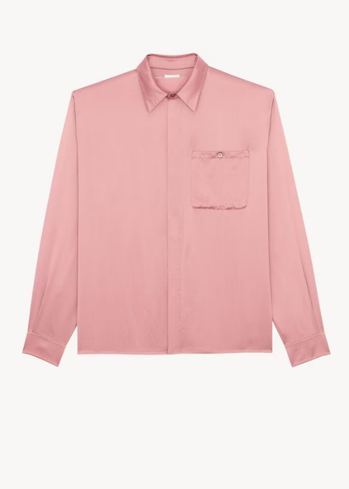 shirt in silk satin-back crepe in Pink