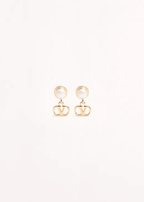 Vlogo Signature Metal And Pearl Earrings