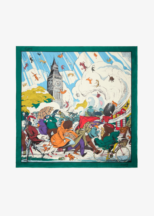 Burberry Raining Cats & Dogs silk scarf