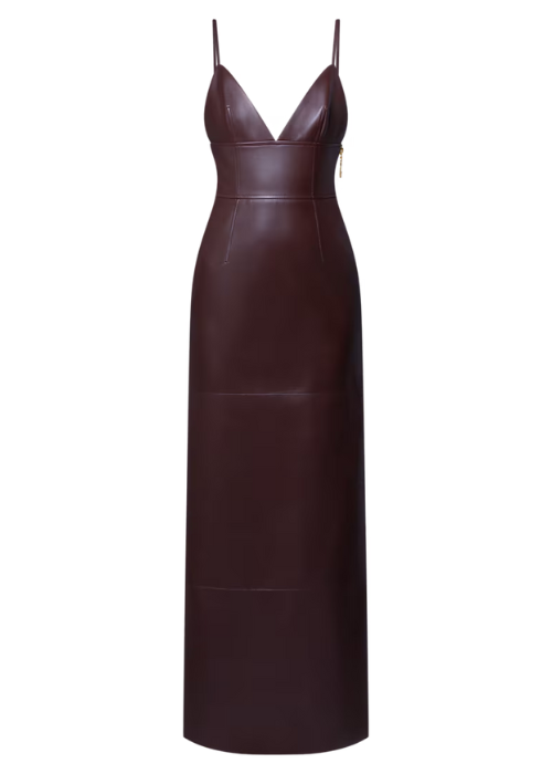 Long V-Neck Zipped Dress