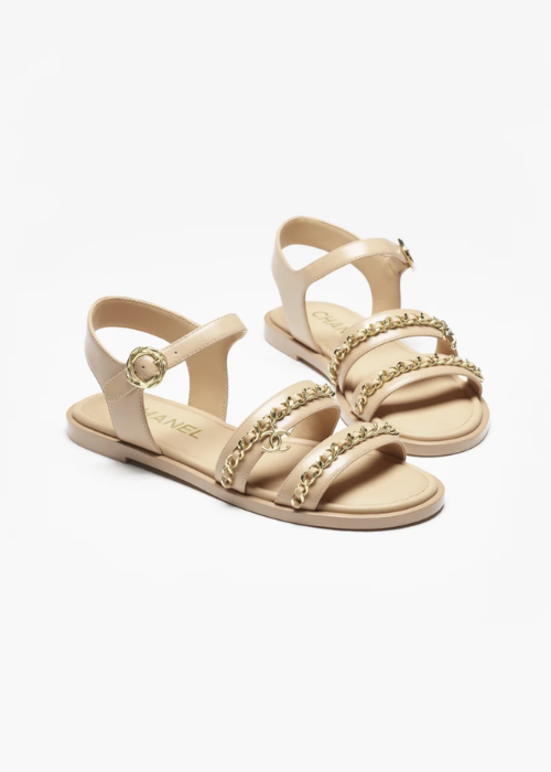 Chanel sandals in beige calfskin