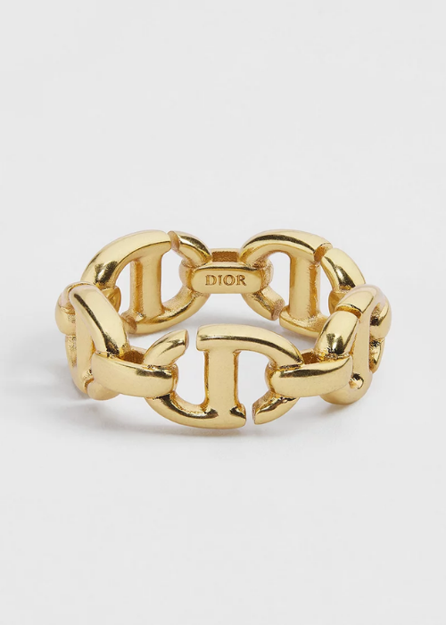 CD Navy Ring Gold-Finish Metal | DIOR