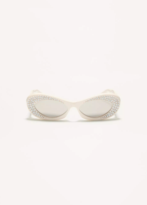 Narrow Oval Acetate Frame for Woman in Ivory/silver