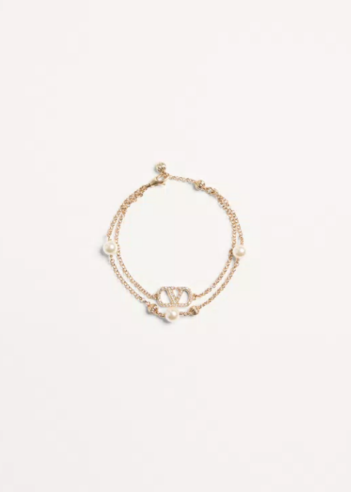 Vlogo Signature Bracelet In Metal, Pearls
