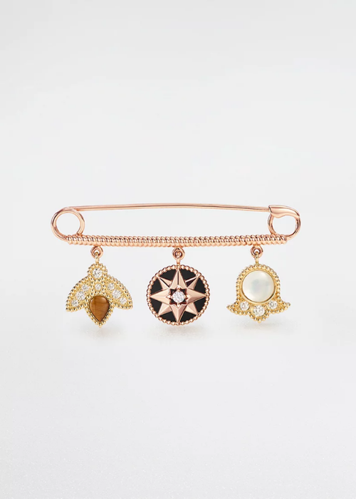 Charms Brooch Yellow and Pink Gold, Diamonds