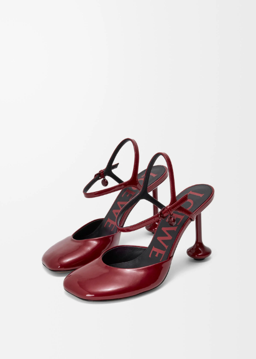 LOEWE Toy Slingback Pumps in Brushed Calfskin (Burgundy)