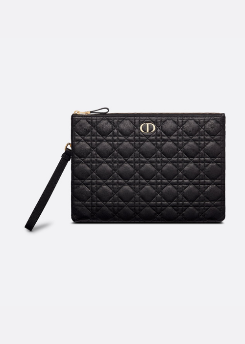 Large Dior Caro Daily Pouch in Calfskin