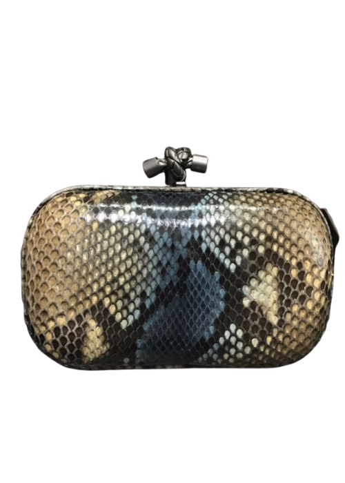 Knot Python Leather Minaudiere Clutch